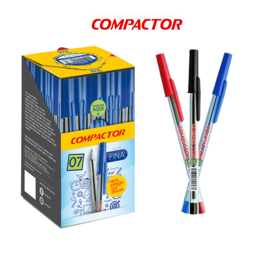 Caixa Com 50 Canetas Esferográfica 0.7 - COMPACTOR