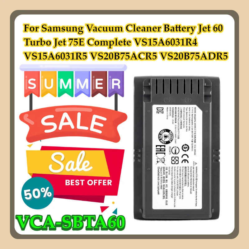 Para Samsung VCA-SBTA60 Aspirador De Pó Bateria Jato 60 Turbo Jet 75E Completo VS15A6031R4 VS15A6031R5 VS20B75ACR5 VS20B