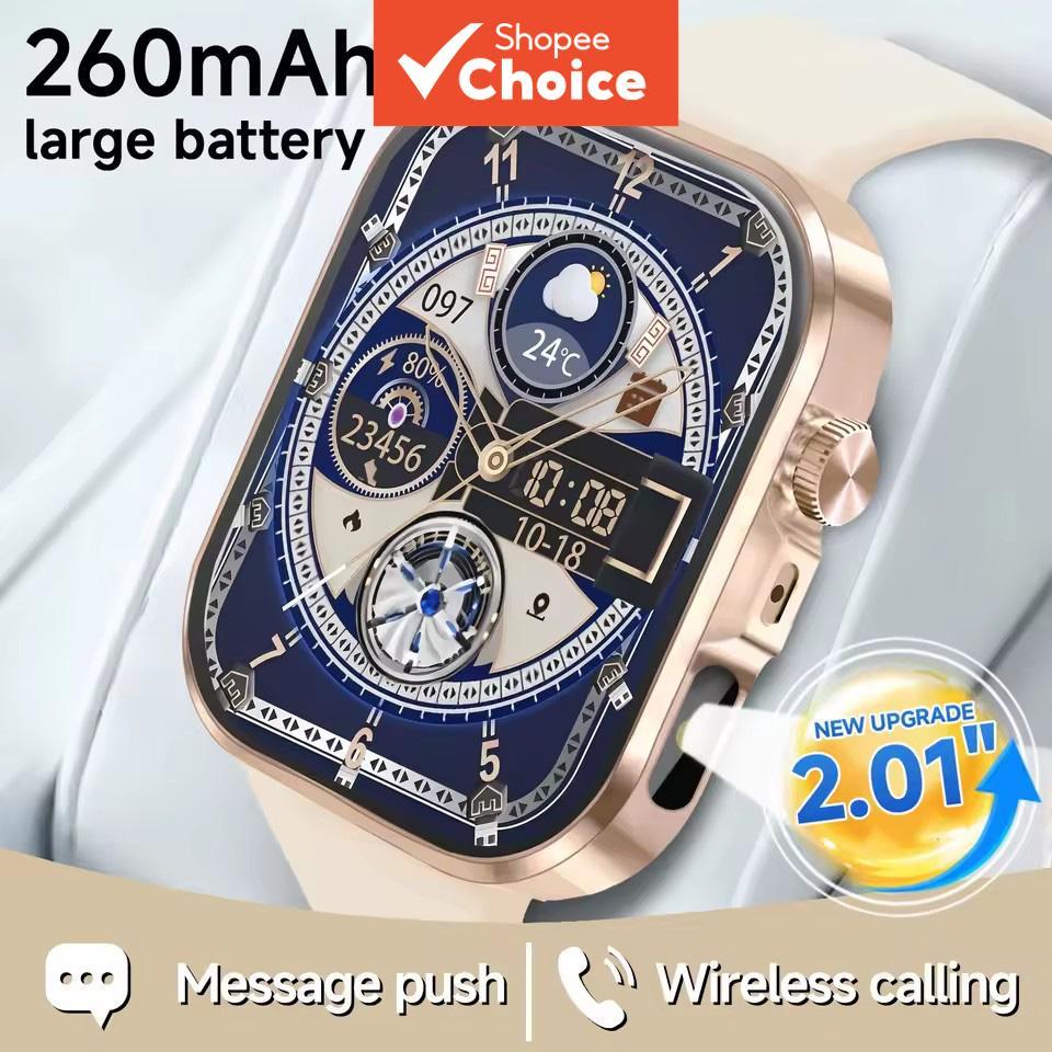 Novo Smartwatch Inteligente com Chamada Bluetooth 2,01 polegadas Tela TFT Lanterna para Android & iOS Presente Perfeito
