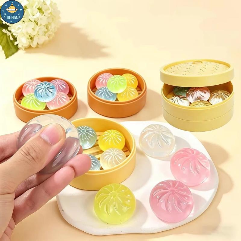 PLUMHOME 5 Pçs Mini Bolinhos Com Vapor Bun Brinquedos Espremíveis Conjunto Macio Alívio Do Estresse Cristal Mole Brinque