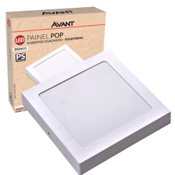 Painel Plafon Sobrepor Quadrado 12W Luz Branca 6500K Luminária de Gesso Forro 127v 220v Avant