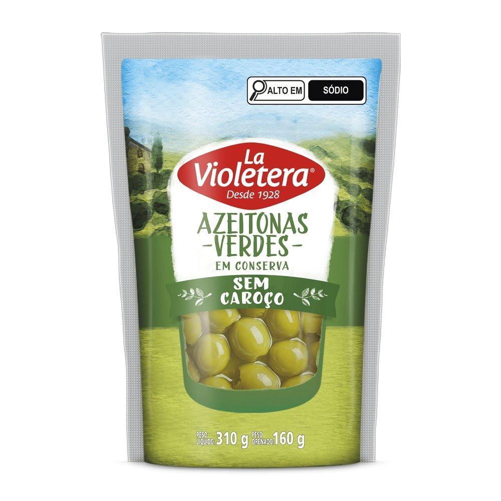 Azeitona La Violetera Verde sem Caroço 160g Embalagem com 24 Unidades