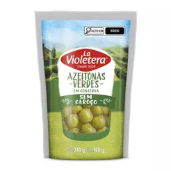 Azeitona La Violetera Verde sem Caroço 160g Embalagem com 24 Unidades