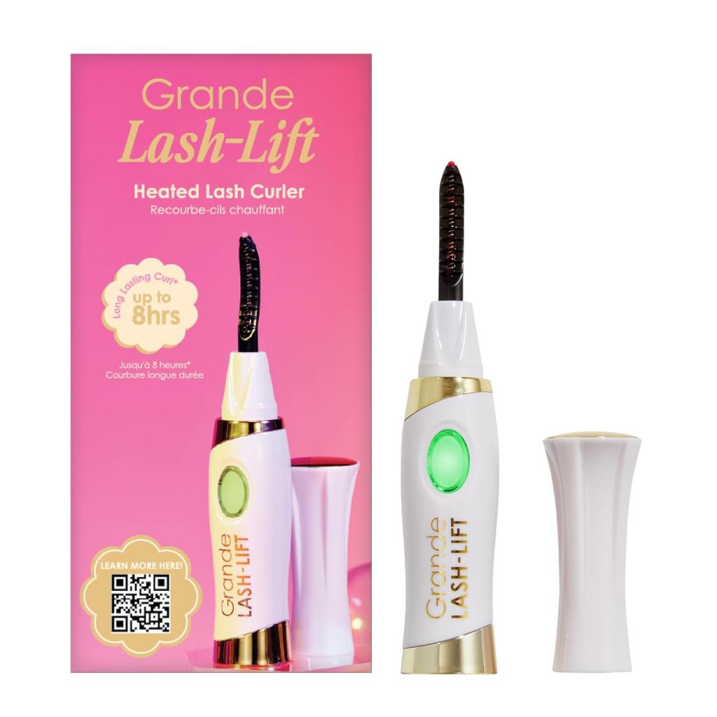 Grande Cosmetics LASH-LIFT Curvador de Cílios Aquecido - Recarregável, Ideal para Viagens, com 2 Configurações de Calor