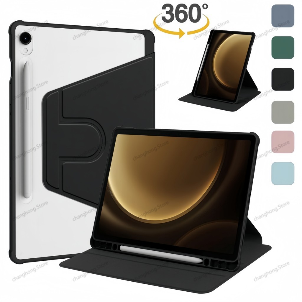 Capa Para Samsung Galaxy Tab S11 2025 S9 11 " S10 FE S10 Lite 10.9 Polegadas Acrílico 360 Suporte Giratório Flip Smart C