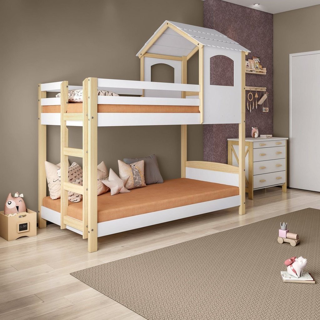 Beliche Infantil Casinha Madeira e MDF Casatema MadeiraOriginals Branco/Marrom Não