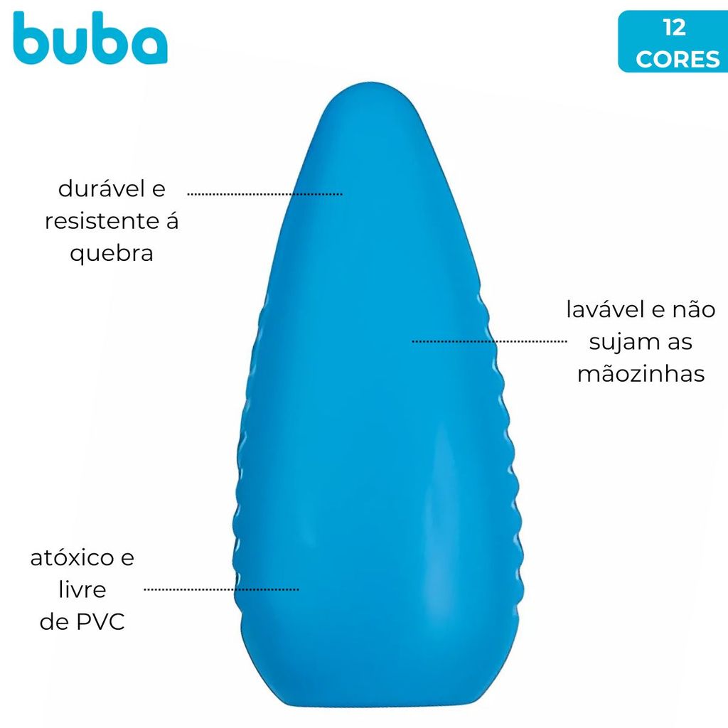 Giz de Plástico Infantil 12 Cores Buba Lavável Atóxico Não Suja as Mãos Resistente à Quebra 18782 — imagem 2 de 2