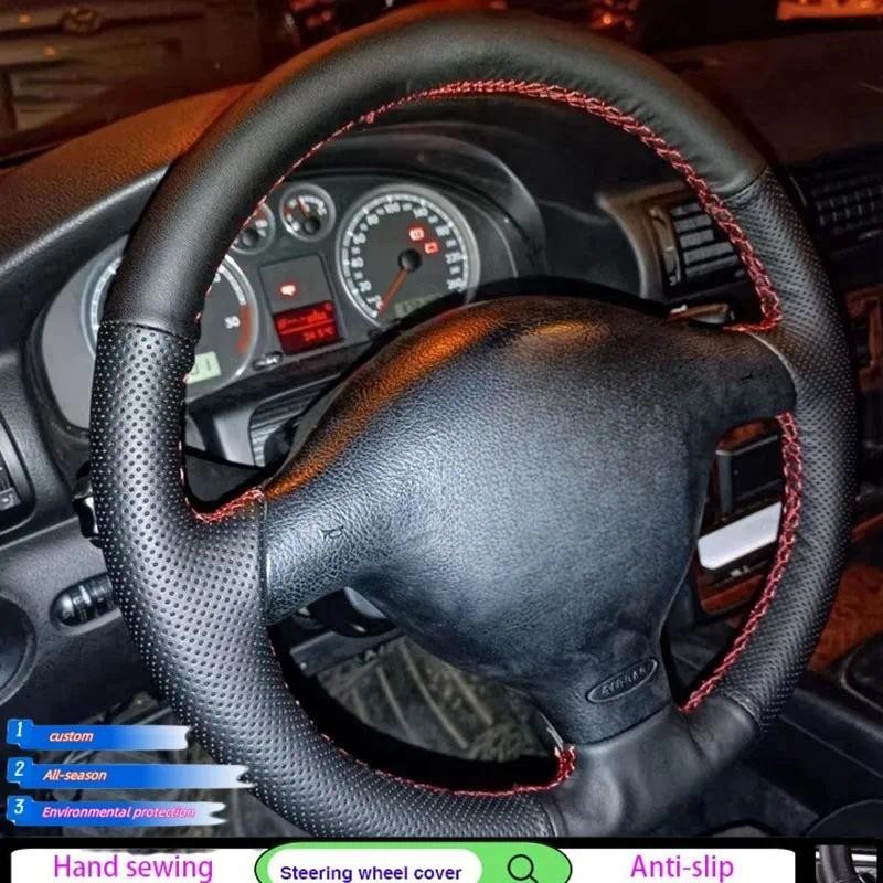 Couro De Microfibra Para Volkswagen Golf 4 Passat B5 1996-2003 Seat Leon Polo Trança Capa De Volante Do Carro Acessórios