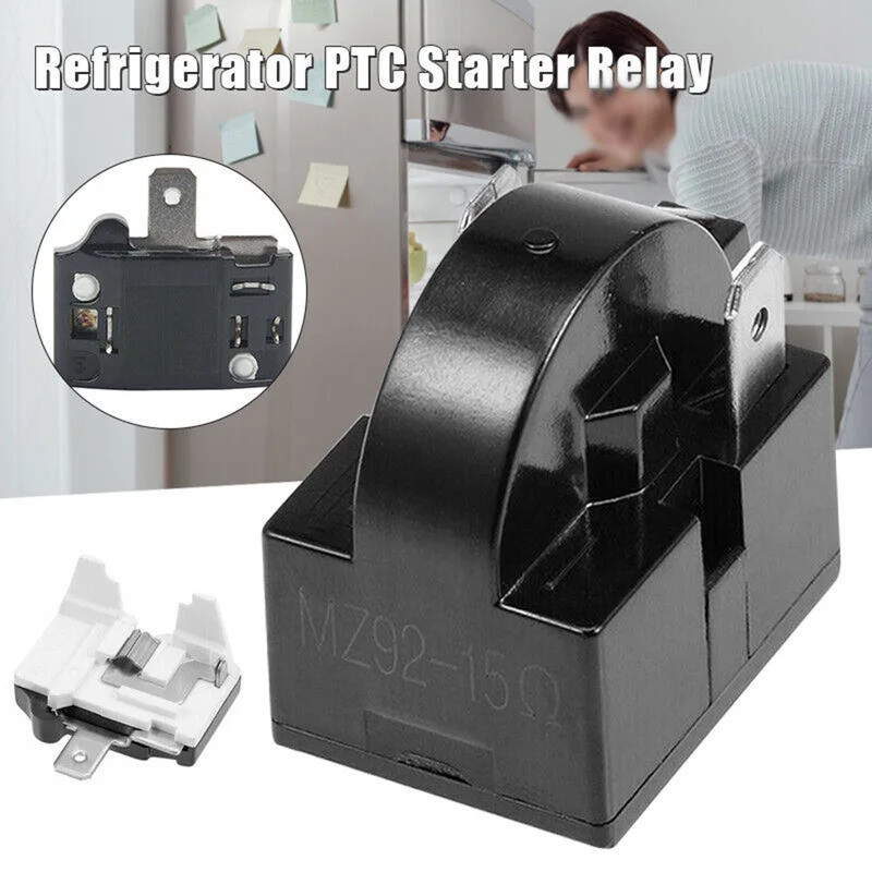 1 unidade Protetor de Sobrecarga para Refrigerador, Relé de Partida PTC para Refrigerador 1/2 Pinos 15 Ohm + Protetor de