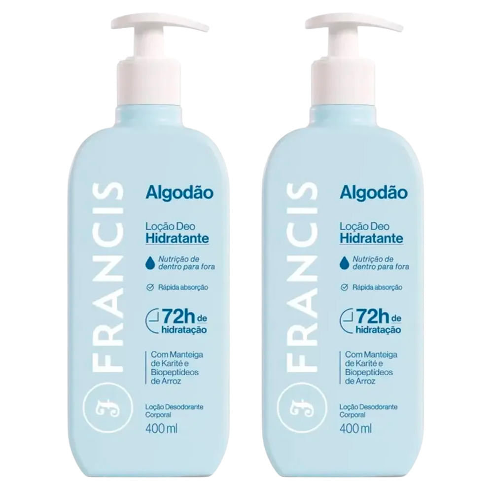Kit Loção Hidratante Francis Algodão 400ml - 2 Unidades