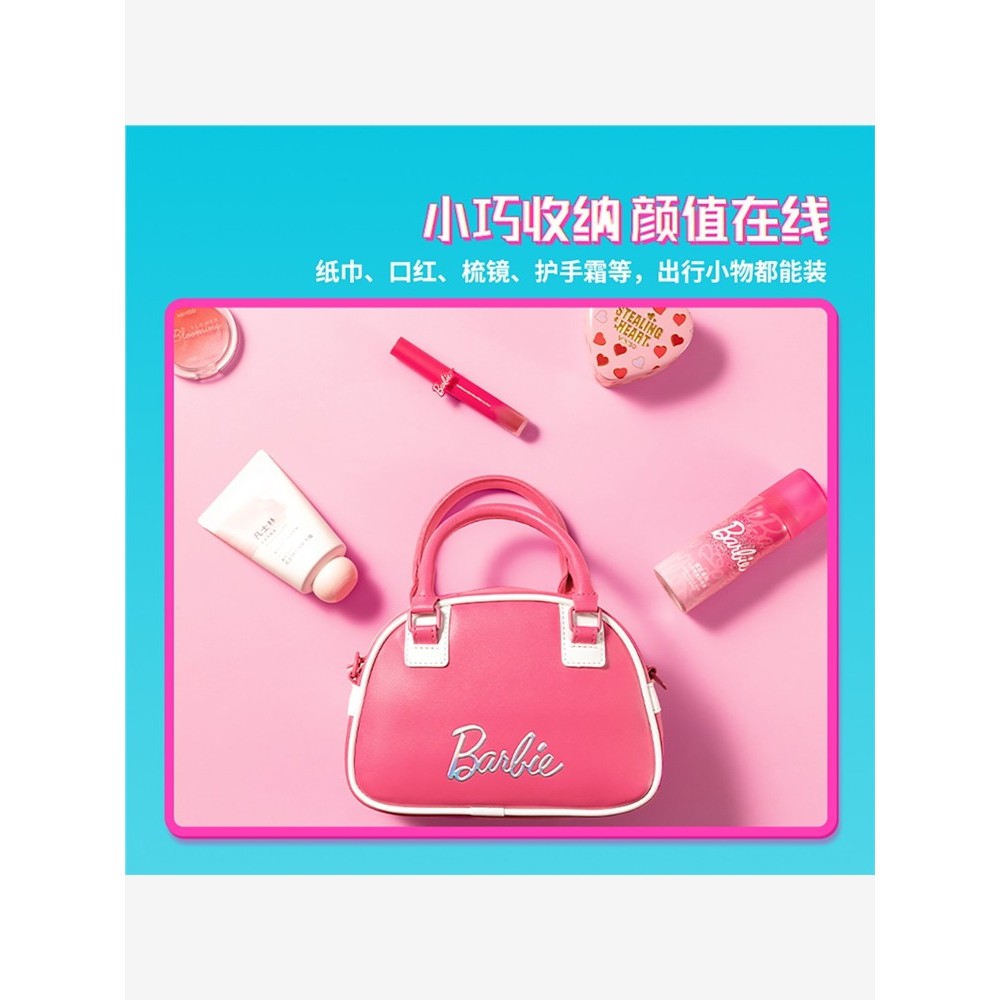 MINISO Barbie Luz Solar Brilhante Boston Bolsa Pequena Fada Menina Bolsa Mensageiro Bolsa Pequena de Passeio de Alto Val