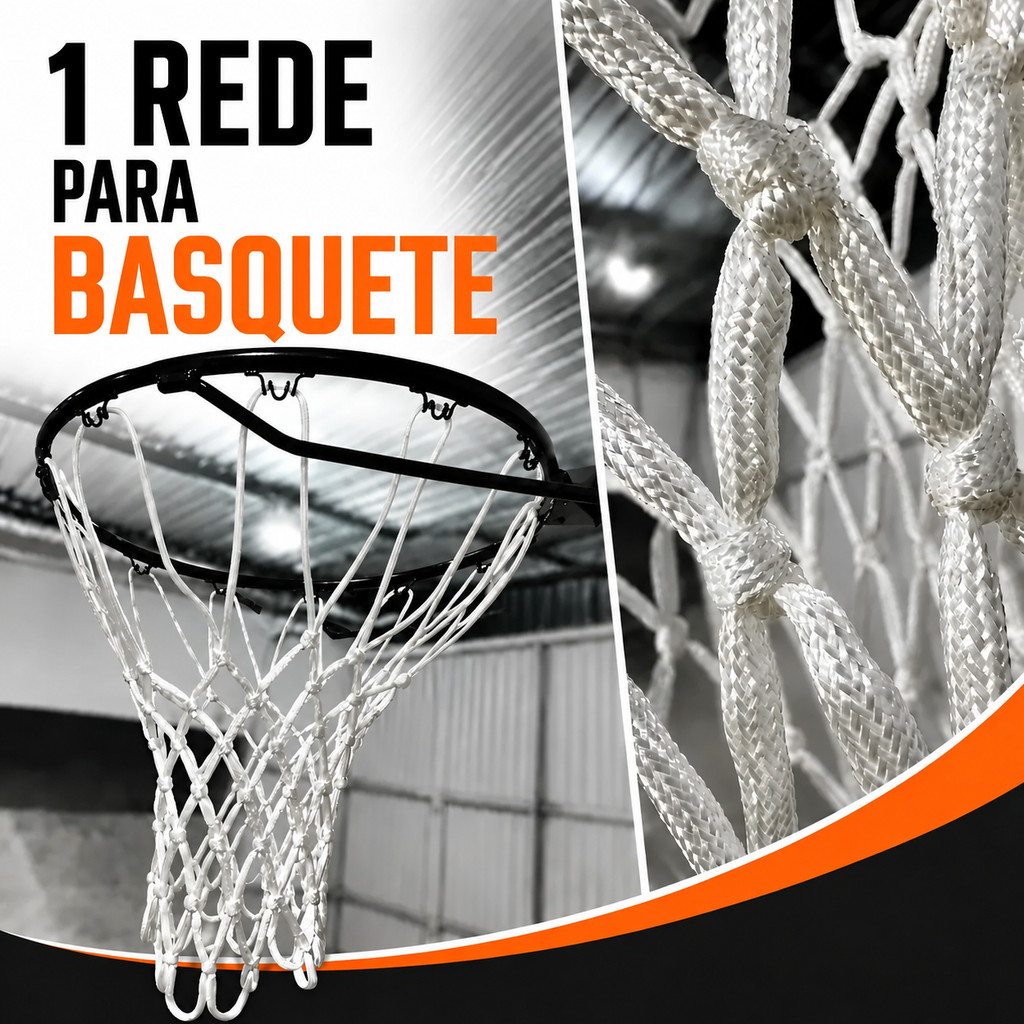 Rede Basquete Fio 6mm 12 Alças Branca Modelo Oficial 1 Un