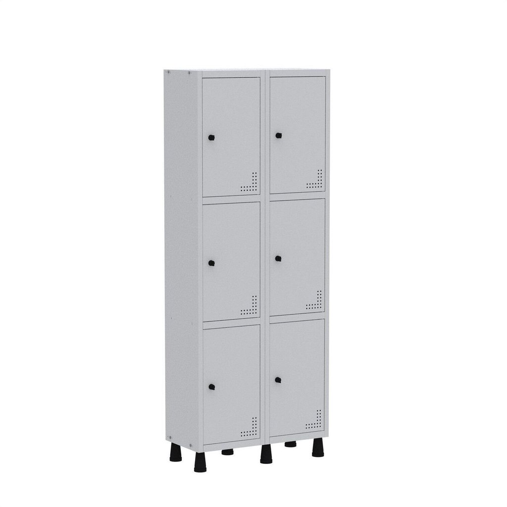 Armário Locker Guarda Volume Aço Light 6 Portas 69x179,5cm Cinza Cinza