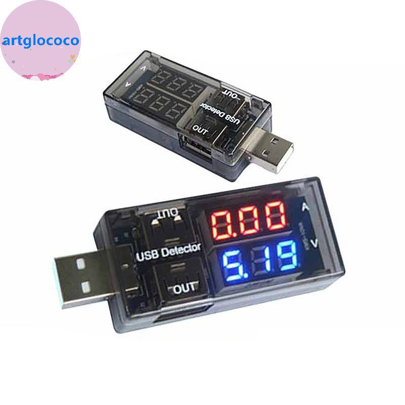 Artglococo Medidores De Tensão USB , Testador De Energia De Corrente , Display Digital Duplo , Medidor De Volt Amp Para