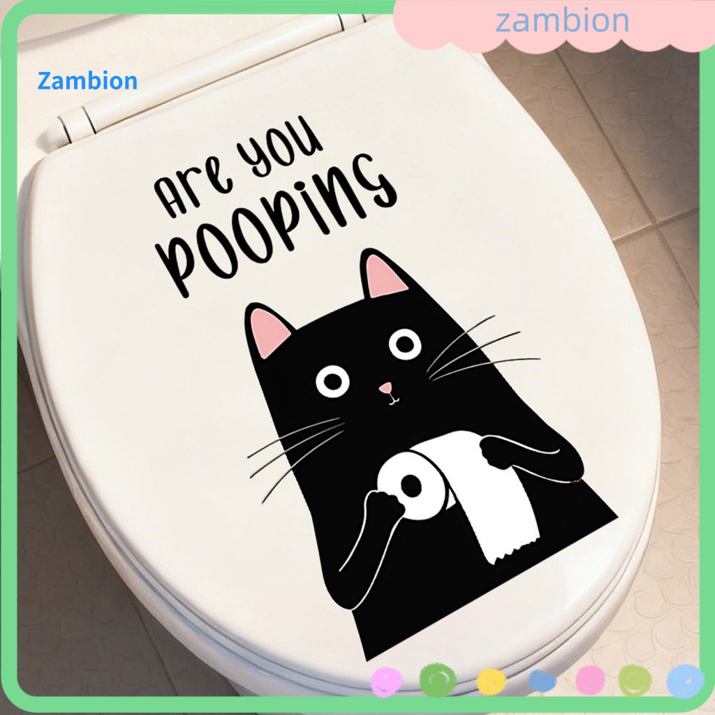 Fun Bathroom Decoration Toilet Sticker Funny Seat Cute Waterproof Wall Decal Humorous Pooping Design Self-adhesive Lid f