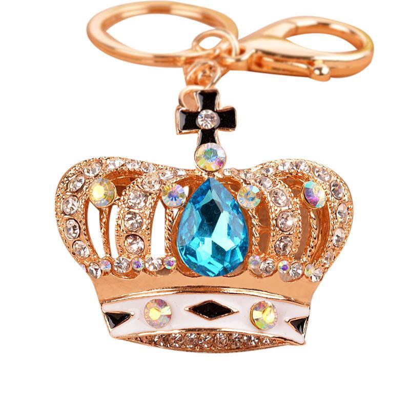 Europeu americano requintado coroa de cristal chaveiro menina saco pingente moda chave do carro pingente pequeno present
