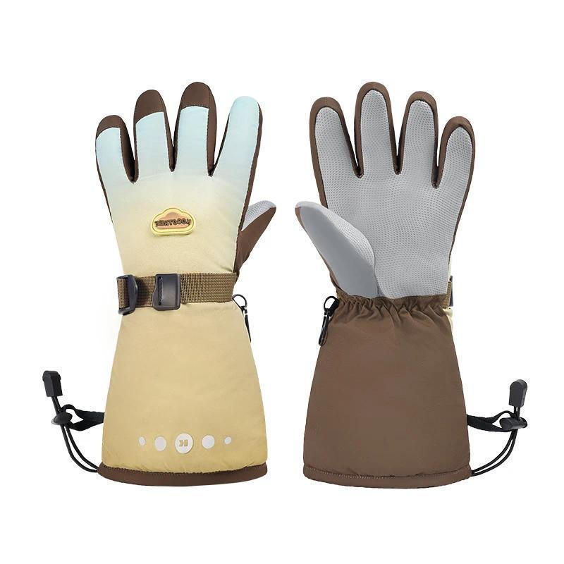 Luvas De Esqui Profissionais Para Crianças Neve De Inverno Com Punho Longo Caminhadas Snowboard Quentes À Prova Dwaterpr