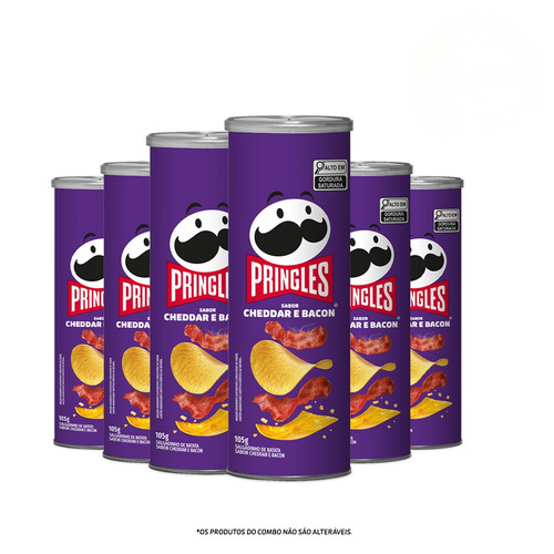 Combo Pringles® Cheddar E Bacon 6 Unidades