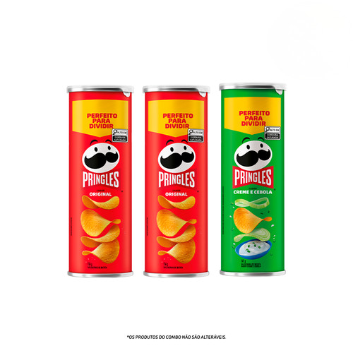Combo Pringles Original 134g 2 unidades + Pringles Creme e Cebola 141g 1 unidade