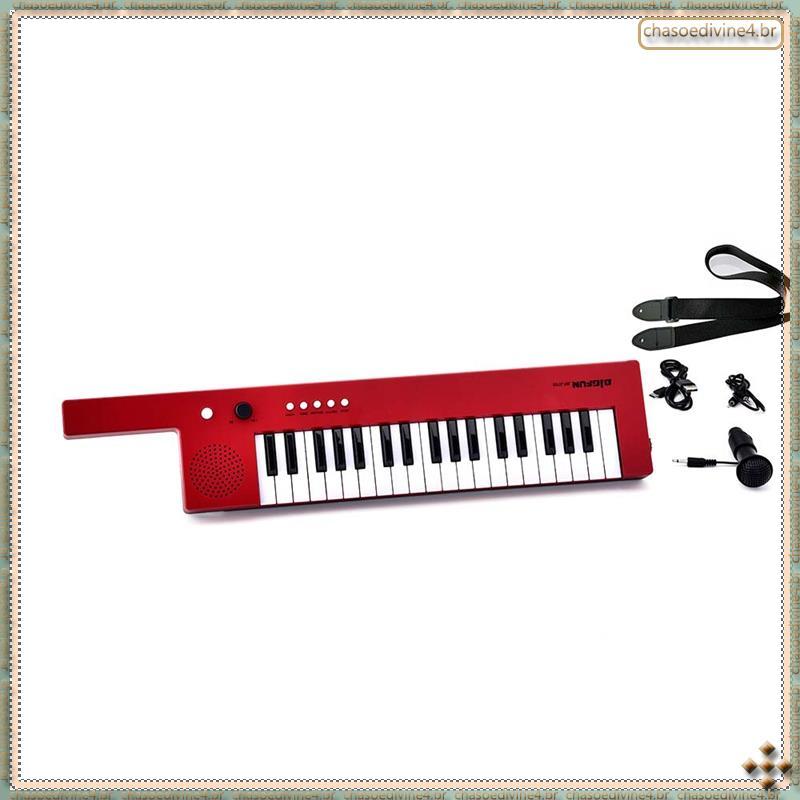 [Ykr] Teclado Eletrônico Portátil De 37 Teclas Piano Mini Órgão Estilo Guitarra Musical , Vermelho