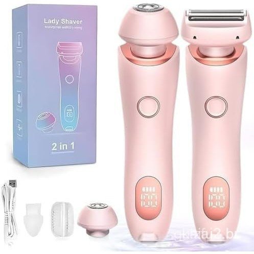 Epilador Elétrico 2 em 1 para Mulheres, adequado para as pernas, à prova d'água, uso duplo para áreas secas e molhadas, 