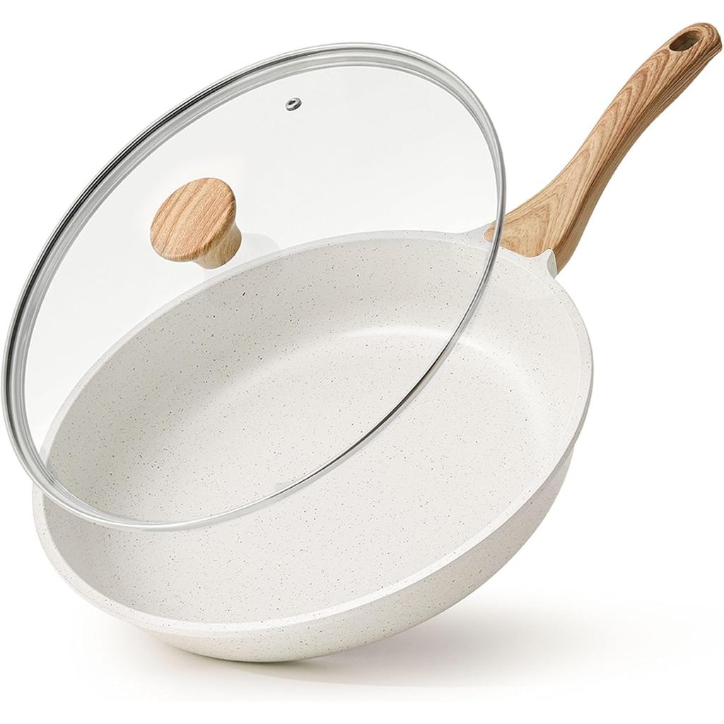 Panela Antiaderente de Cerâmica SENSARTE com Tampa, 8/9.5/10/11/12.5 Polegadas, Panela para Omelete, Livre de PFAS/PTFE  — Oferta Verificada