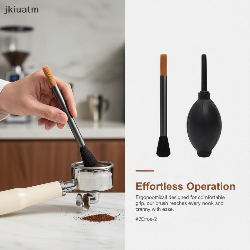 [jkiuatm] 3 Peças De Limpeza De Moedor De Café Escova E Soprador De Ar Com Colher Medidora Conjunto Para Cafeteira Manut