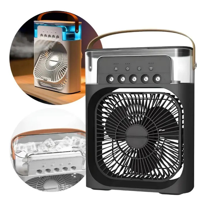 Climatizador e Ventilador Portátil LED Bivolt 10W Preta Luzes Iluminação Ambiente Decoração