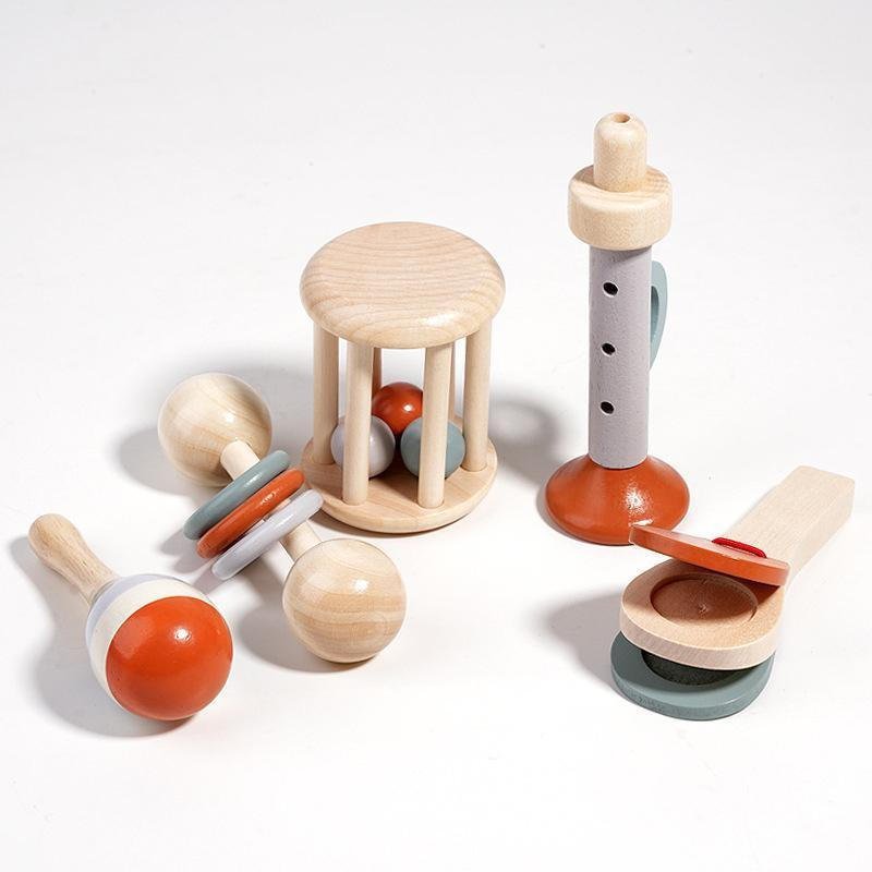 RoadGold 5 Pcs Instrumentos Musicais Do Bebê Chocalho Sensorial Brinquedos Educativos Iniciais Montessori Presentes De A