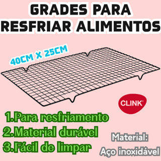 Kit 2 Ou 1 Peça Clinkc Antiaderente Grades para Resfriar 40cm x 25cm Alimentos Bolos e Biscoitos em Oferta na Shopee