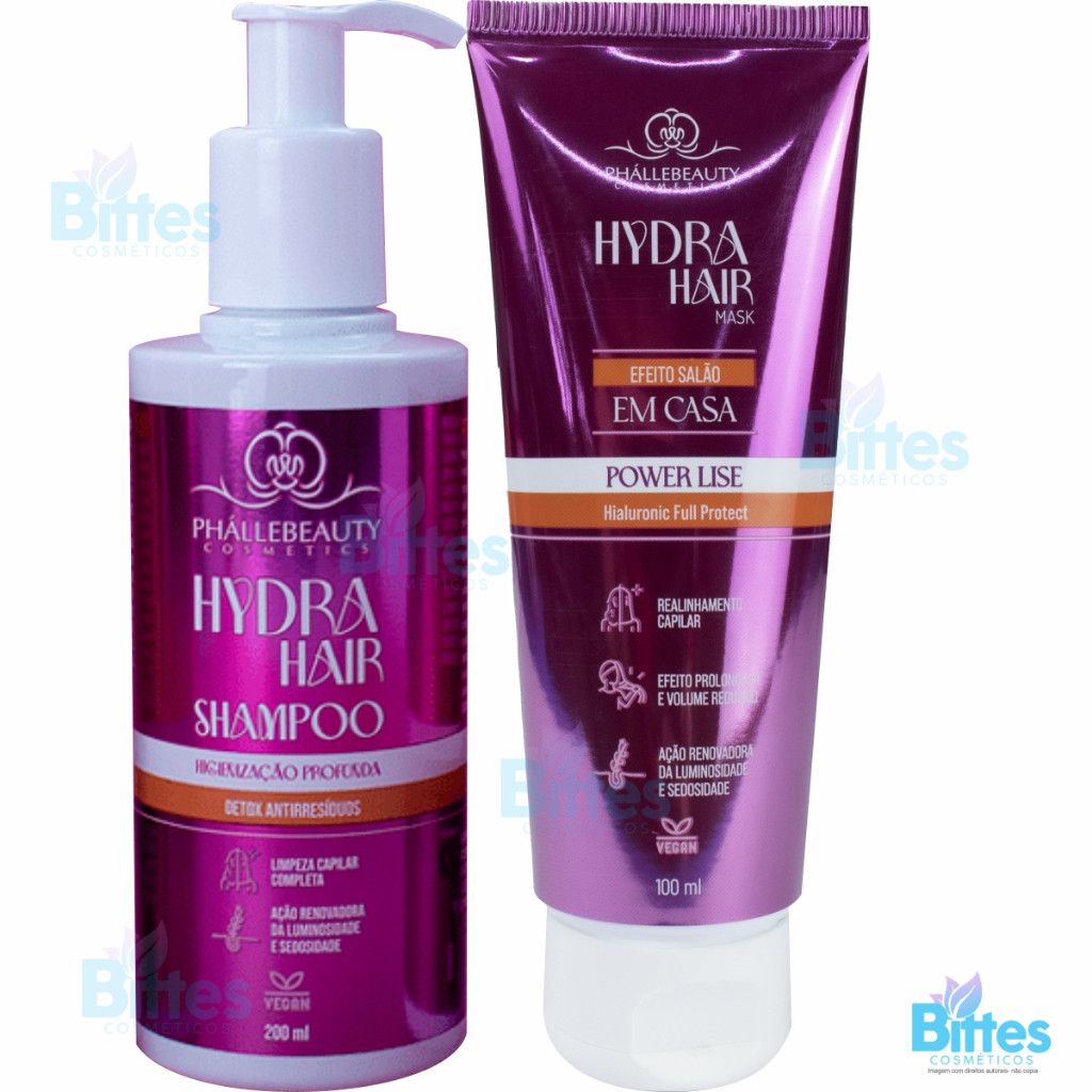 KIT HYDRA HAIR PHÁLLEBEAUTY PROGRESSIVA DE CHUVEIRO SEM FORMOL TRATAMENTO CAPILAR