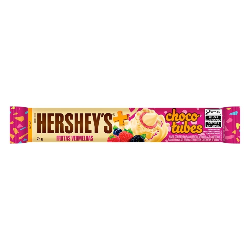 Chocolate Hershey's Chotubes Frutas Vermelhas 5g - Embalagem com 15 Unidades