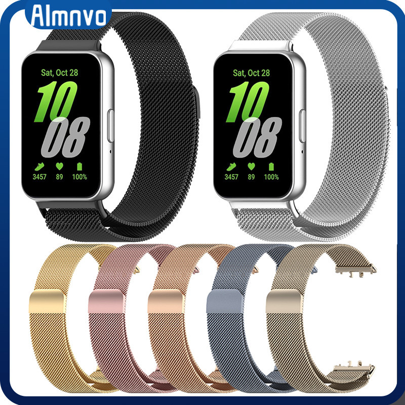 Pulseira De Aço Milanesa Inoxidável Metal Para Relógio Smartwatch Samsung Galaxy Fit 3 Strap Aço Metal Magnético
