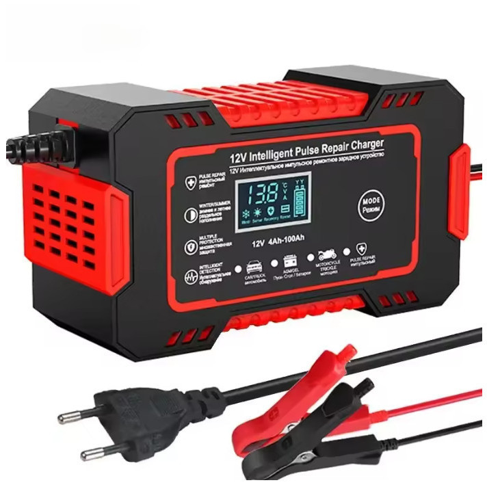 Carregador de bateria automotivo inteligente 12 V Display Digital Automático Energia Reparação Puls