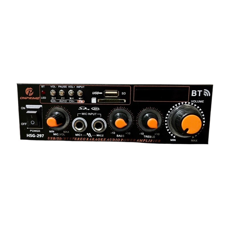 Amplificador Mixer Receiver de potência 800W HSG 297 220V 12V FM estéreo MP3  Card Mini USB  karaoke