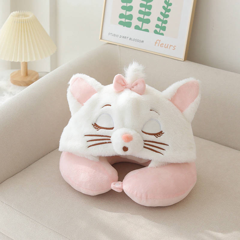 Pelúcia Princesa Mary Gato Com Capuz Pescoço Travesseiro Em Forma De U Aeronaves Carro Viagem Estudante Nap woW5