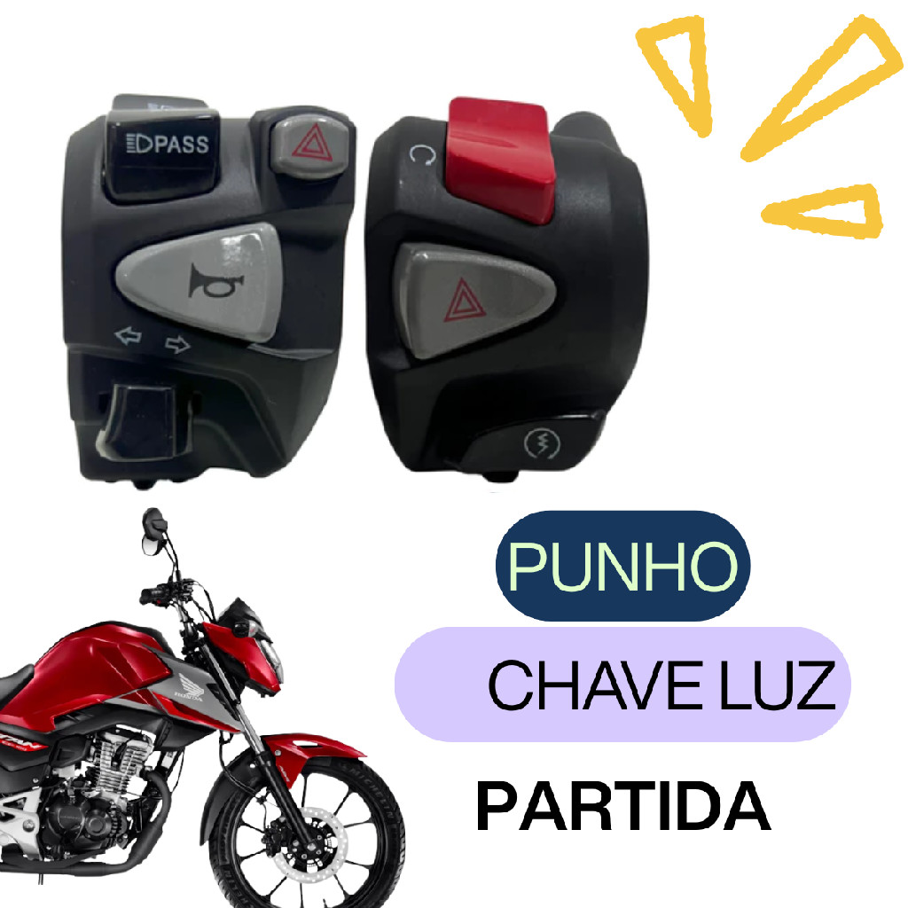 Punho Partida Cb500 + Punho De Luz Titan 160 Com Lampejador em Oferta na Shopee