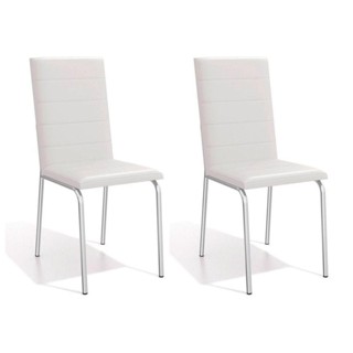 Cadeira Sala de Jantar Amsterdã 2C091 Aço Kit 2 Uni Cromada - Assento Branco 106 - Kappesberg em Oferta na Shopee
