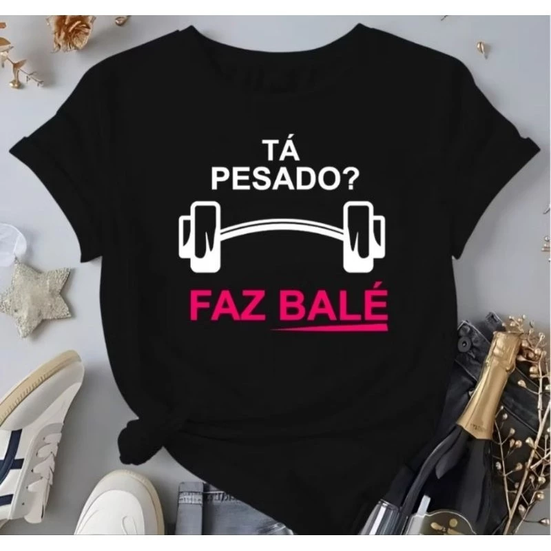 Camiseta Feminina Academia Caminhada Treino T-shirt Algodão Gola Redonda Gym Academia