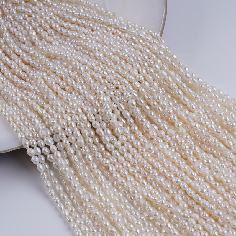 Preço De Atacado 33cm 3-4mm Cor Branca Formato De Arroz Fio De Pérola De Água Doce Para Fazer Joias em Oferta na Shopee