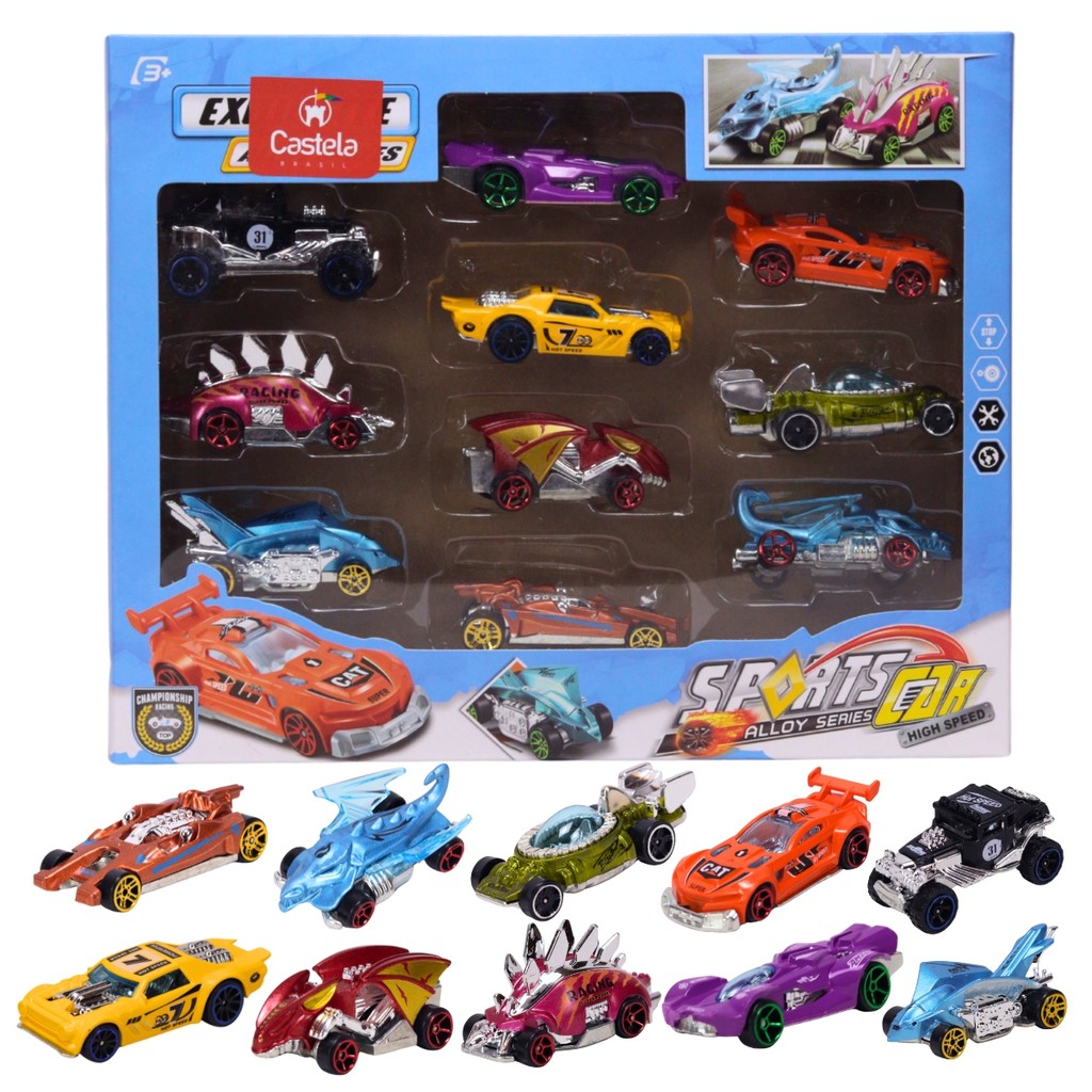 Pack 10 Carrinhos Miniatura Esportivos Die-cast 1:64 CBS0635 - Castela em Oferta na Shopee