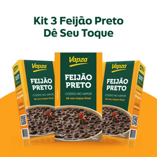 Kit 3 Feijões Preto Cozidos no Vapor 500G Vapza em Oferta na Shopee
