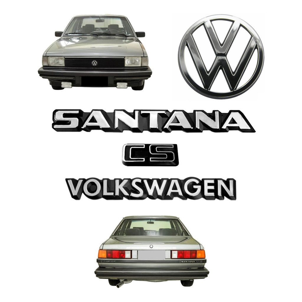 Emblemas Santana Cs Volkswagen + Vw Da Grade - 1984 À 1986
