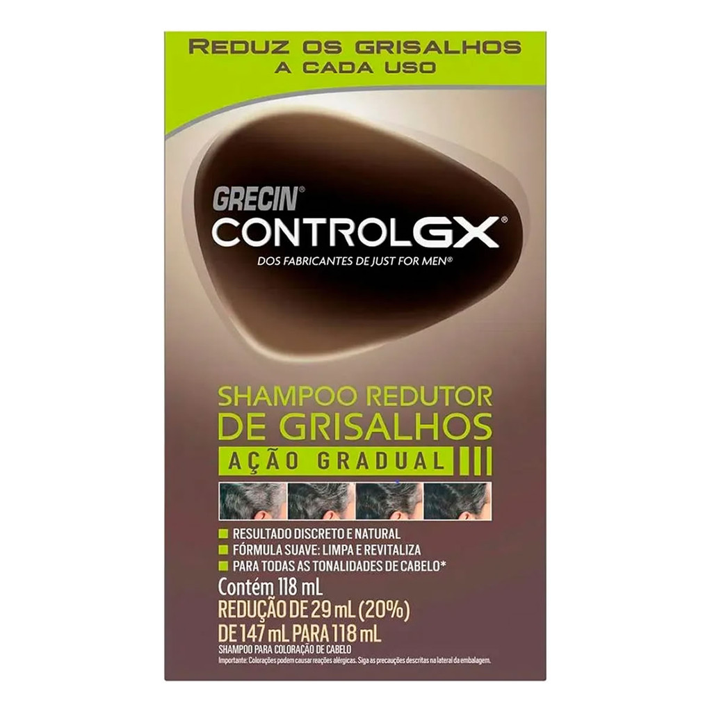 Shampoo Redutor De Grisalhos Grecin Control Gx 118ml em Oferta na Shopee