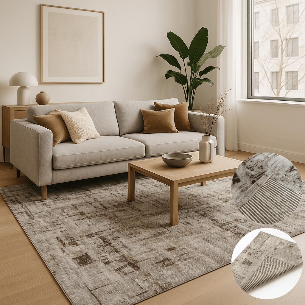 Tapete Sala 2,00x1,50m Antiderrapante Quarto Decorativo Marrom Cinza Preto Liso Luxo