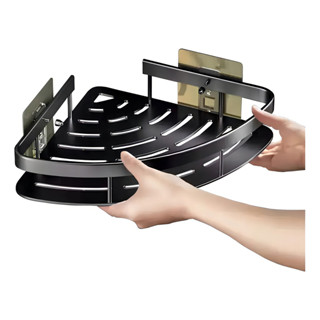 Kit Prateleira De Canto Cantoneira Para Banheiro Porta Shampoo Top Cor Preto em Oferta na Shopee