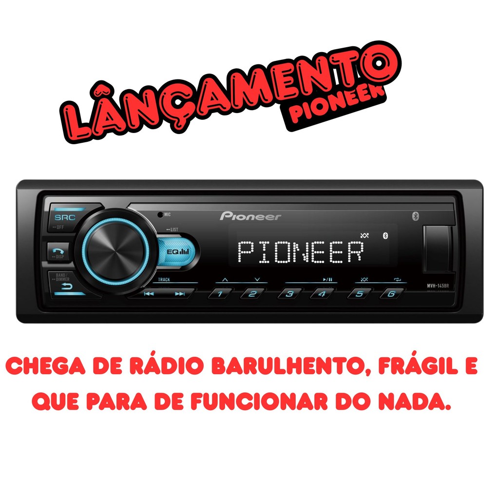 RÁDIO SOM AUTOMOTIVO PIONEER 1 DIN MVH-145BR MP3 PLAYER USB FRONTAL BLUETOOTH  WR COMANDO VOLANTE em Oferta na Shopee