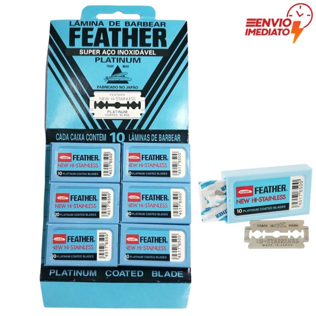 1 Cartela Lâmina Feather Com 60 Lâminas Barbear Cada Profissional em Oferta na Shopee
