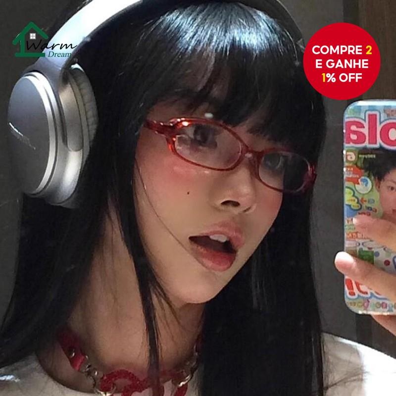 Óculos De Sol Y2K Vintage Vermelho Lente Transparente Retângulo Estreito Para Mulheres Meninas Ao Ar Livre