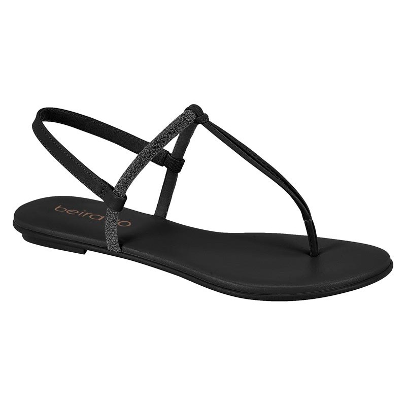 Sandalia Feminina Rasteira Casual Brilho Beira Rio Original